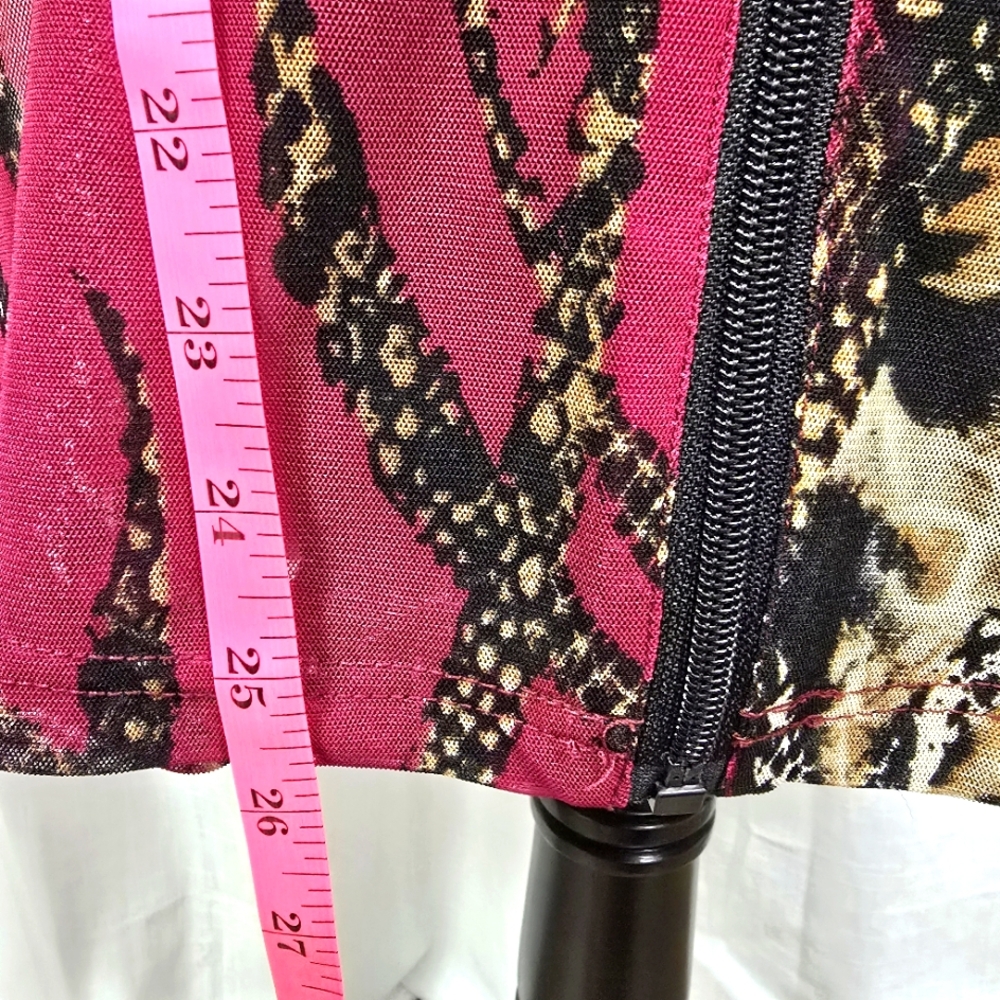 2/$30 H&M Sheer Snake Print Zip Front Womens Blouse Size M Office Siren - Picture 4 of 13